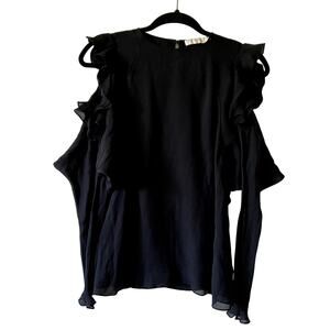 Chloe blouse black 100% silk cold shoulder size 34 XS C10